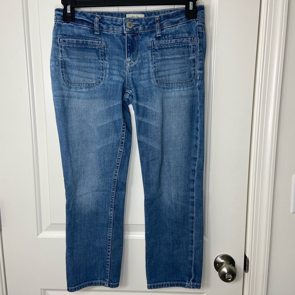 EUC Vintage Aeropostale women’s medium wash blue denim cropped pocket jeans 5/6